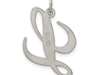 Sterling Silver Rhodium-plated Fancy Script Letter L Initial Charm (Style QC5090L)