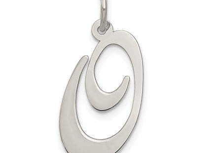 Sterling Silver Rhodium-plated Fancy Script Letter Initial Charm (Large)