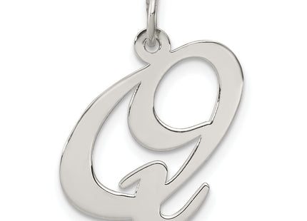 Sterling Silver Rhodium-plated Fancy Script Letter Initial Charm (Large)