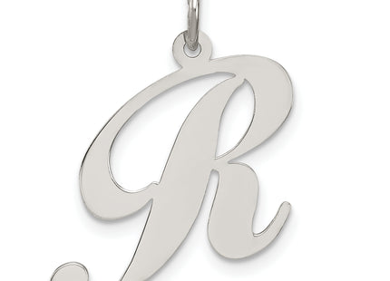 Sterling Silver Rhodium-plated Fancy Script Letter Initial Charm (Large)