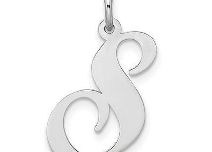 Sterling Silver Rhodium-plated Fancy Script Letter Initial Charm (Large)