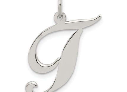 Sterling Silver Rhodium-plated Fancy Script Letter Initial Charm (Large)
