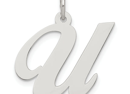 Sterling Silver Rhodium-plated Fancy Script Letter Initial Charm (Large)