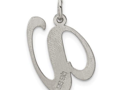 Sterling Silver Rhodium-plated Fancy Script Letter V Initial Charm (Style QC5090V)