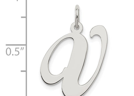 Sterling Silver Rhodium-plated Fancy Script Letter V Initial Charm (Style QC5090V)