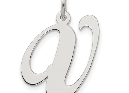 Sterling Silver Rhodium-plated Fancy Script Letter V Initial Charm (Style QC5090V)