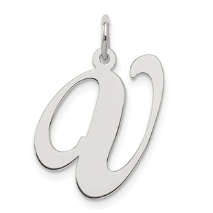 Sterling Silver Rhodium-plated Fancy Script Letter V Initial Charm (Style QC5090V)