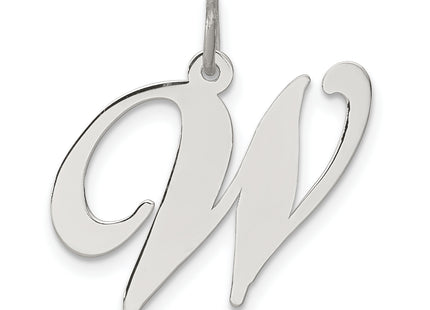 Sterling Silver Rhodium-plated Fancy Script Letter Initial Charm (Large)