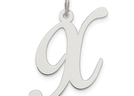 Sterling Silver Rhodium-plated Fancy Script Letter Initial Charm (Large)