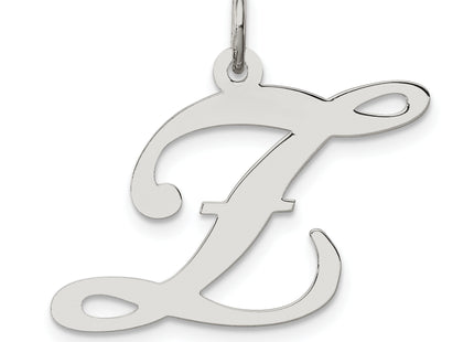 Sterling Silver Rhodium-plated Fancy Script Letter Initial Charm (Large)