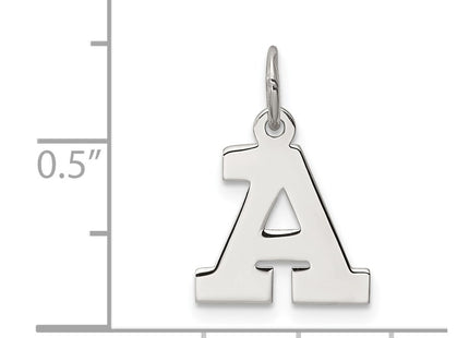 Sterling Silver Rhodium-plated Block Letter Initial Charm, 16 x 11mm