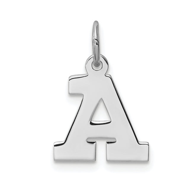 Sterling Silver Rhodium-plated Block Letter Initial Charm (Small)