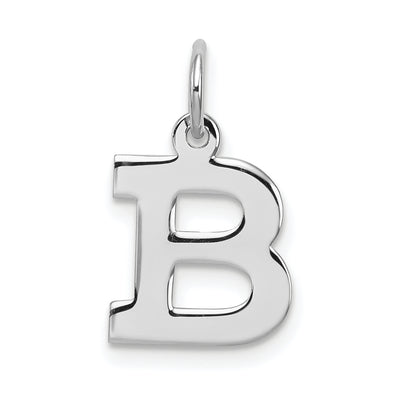 Sterling Silver Rhodium-plated Block Letter Initial Charm, 16 x 11mm