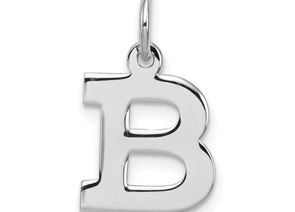 Sterling Silver Rhodium-plated Block Letter B Initial Charm