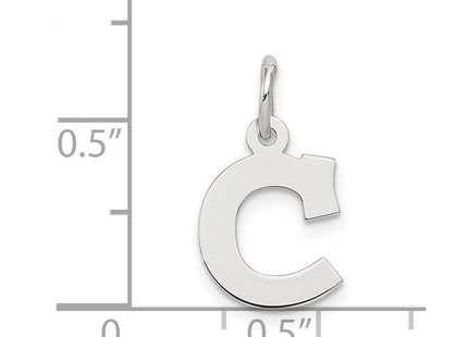 Sterling Silver Rhodium-plated Block Letter C Initial Charm (Style QC5093C)