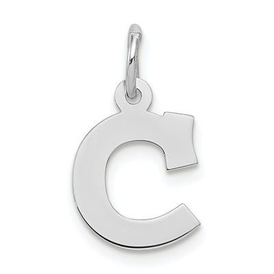 Sterling Silver Rhodium-plated Block Letter Initial Charm, 16 x 11mm