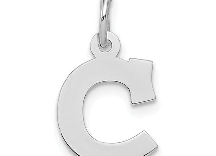 Sterling Silver Rhodium-plated Block Letter C Initial Charm (Style QC5093C)