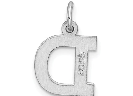 Sterling Silver Rhodium-plated Block Letter D Initial Charm (Style QC5093D)