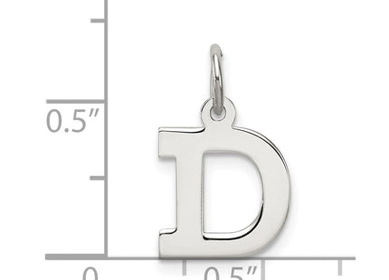 Sterling Silver Rhodium-plated Block Letter D Initial Charm (Style QC5093D)