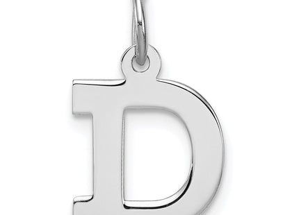 Sterling Silver Rhodium-plated Block Letter D Initial Charm (Style QC5093D)