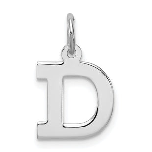 Sterling Silver Rhodium-plated Block Letter D Initial Charm (Style QC5093D)