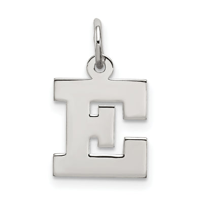 Sterling Silver Rhodium-plated Block Letter Initial Charm, 16 x 11mm