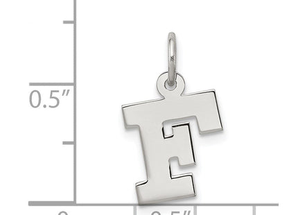 Sterling Silver Rhodium-plated Block Letter F Initial Charm (Style QC5093F)