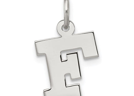 Sterling Silver Rhodium-plated Block Letter F Initial Charm (Style QC5093F)