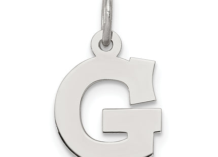 Sterling Silver Rhodium-plated Block Letter Initial Charm (Small)