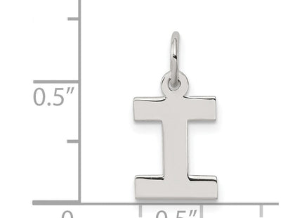 Sterling Silver Rhodium-plated Block Letter I Initial Charm