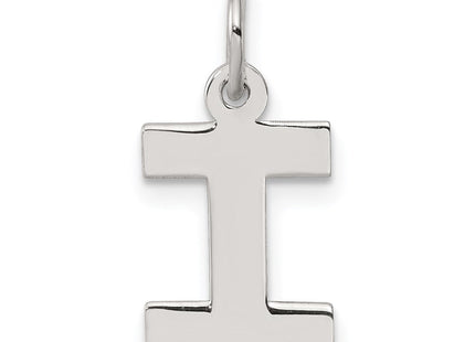 Sterling Silver Rhodium-plated Block Letter I Initial Charm