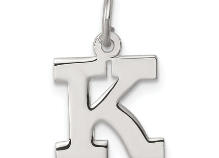 Sterling Silver Rhodium-plated Block Letter Initial Charm (Small)
