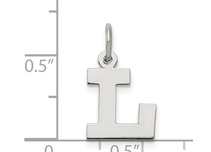 Sterling Silver Rhodium-plated Block Letter L Initial Charm