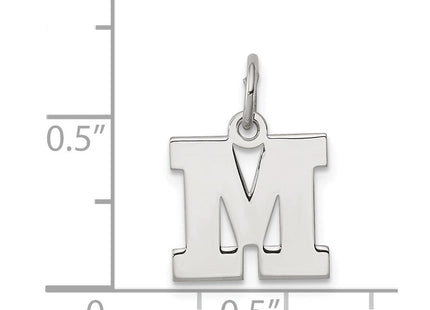 Sterling Silver Rhodium-plated Block Letter M Initial Charm