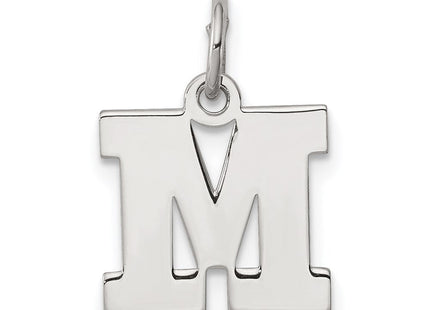 Sterling Silver Rhodium-plated Block Letter M Initial Charm