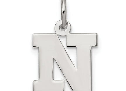 Sterling Silver Rhodium-plated Block Letter Initial Charm (Small)