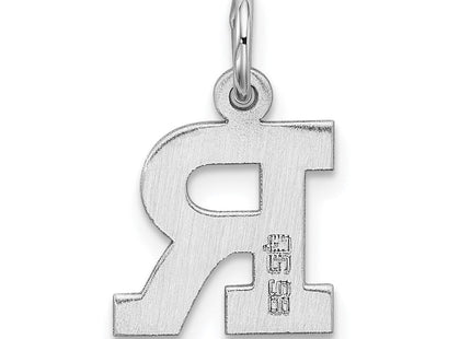 Sterling Silver Rhodium-plated Block Letter R Initial Charm