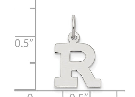 Sterling Silver Rhodium-plated Block Letter R Initial Charm