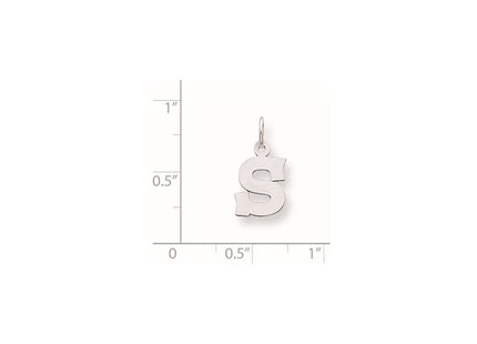 Sterling Silver Rhodium-plated Block Letter S Initial Charm