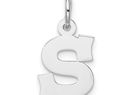 Sterling Silver Rhodium-plated Block Letter S Initial Charm