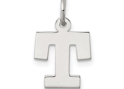 Sterling Silver Rhodium-plated Block Letter T Initial Charm