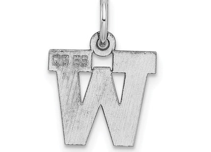Sterling Silver Rhodium-plated Block Letter W Initial Charm
