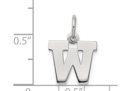 Sterling Silver Rhodium-plated Block Letter W Initial Charm