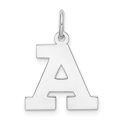 Sterling Silver Rhodium-plated Block Letter Initial Charm, 19 x 14mm