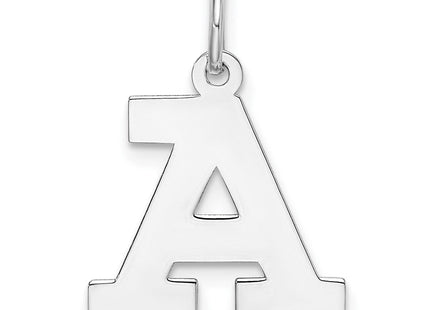 Sterling Silver Rhodium-plated Block Letter A Initial Charm