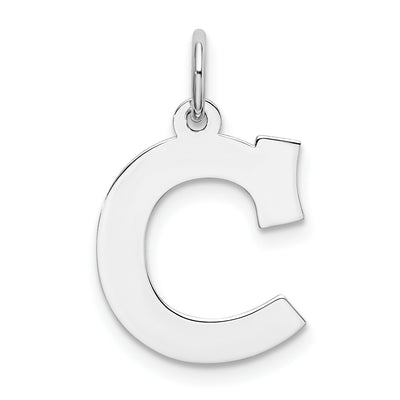 Sterling Silver Rhodium-plated Block Letter Initial Charm, 19 x 14mm