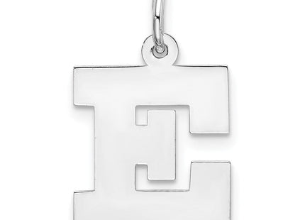 Sterling Silver Rhodium-plated Block Letter E Initial Charm (Style QC5095E)