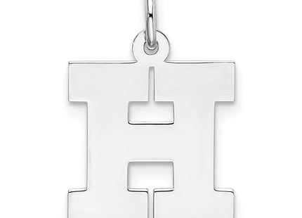 Sterling Silver Rhodium-plated Block Letter H Initial Charm