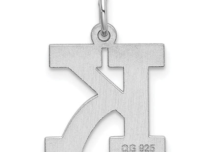 Sterling Silver Rhodium-plated Block Letter K Initial Charm