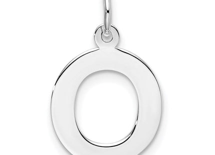 Sterling Silver Rhodium-plated Block Letter O Initial Charm